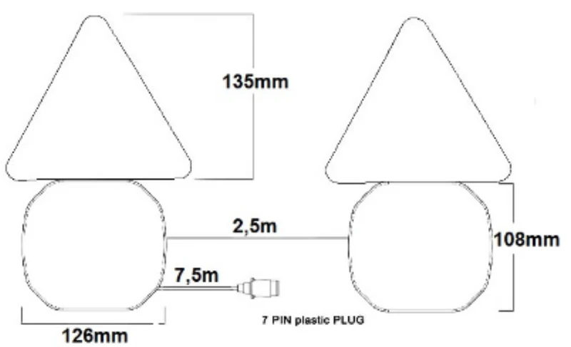 Kit di luci al neon magnetiche per rimorchio e triangolo con cavo da 7.5 m / 7 poli