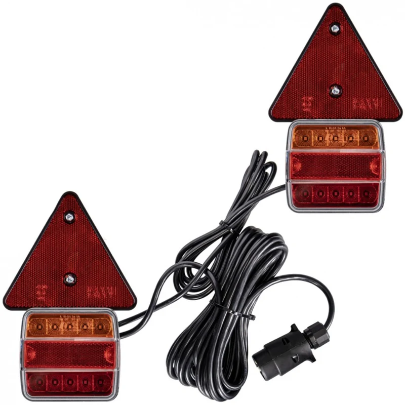 Kit di luci magnetiche quadrate e triangolari per rimorchio con cavo da 7.5 m / 7 poli