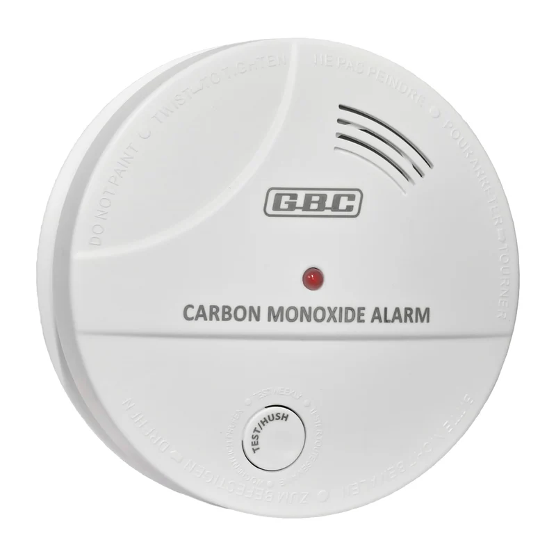 GBC rilevatore di monossido di carbonio a batteria con allarme visivo e acustico a 85 dB, pulsante di test, funzionamento a cella elettrochimica