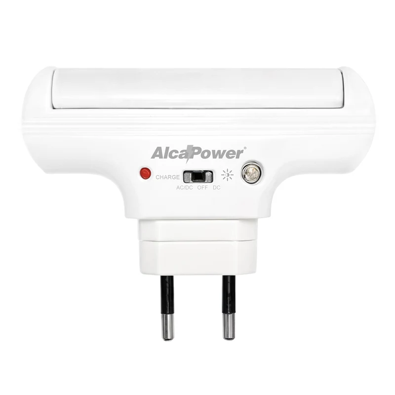 Alcapower Lampada notturna a LED luce da notte ricaricabile con funzione di emergenza e sensore luce, luce fredda 6500K, funziona anche senza corrente, autonomia 3/4 ore