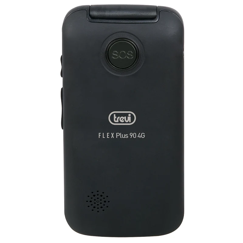 Trevi Flex Plus 90 4G Telefono cellulare per anziani a conchiglia con doppio display, SOS, tasti grandi, fotocamera, base di ricarica, torcia