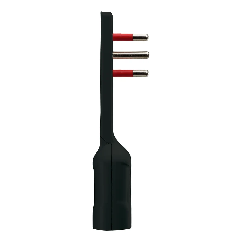 Rosi Emilia Flat Adattatore ultra piatto 90° salva spazio con spina piccola 10A e presa 10A 2P+T, salvaspazio, sporgenza minima, spessore ridotto, ottimizzazione spazio, 1500W max, nero