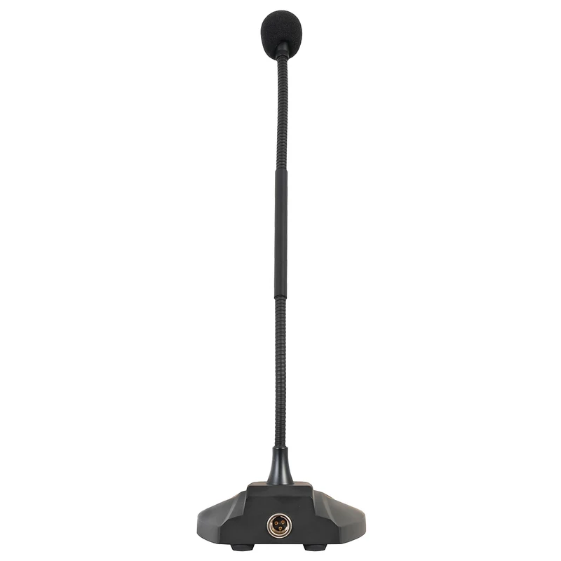 Fonestar Microfono da tavolo a condensatore unidirezionale professionale con interruttore, stelo flessibile, base microfonica da scrivania per conferenze, cavo bilanciato 5m, funzione PTT push to talk