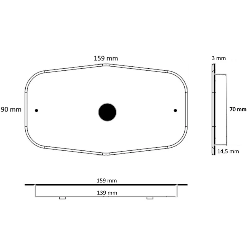 Base incassata da 12 mm per lampade a doppio bruciatore