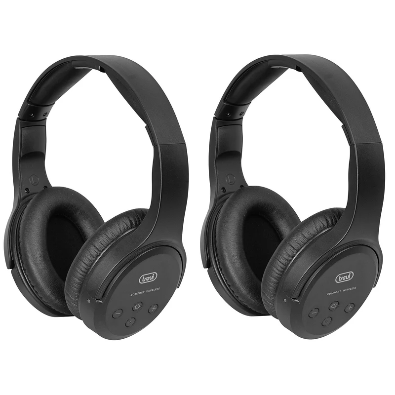 Trevi FRS 1580 TW Set 2 Cuffie TV ricaricabili wireless senza fili a radiofrequenza, portata fino a 30 metri, ingresso stereo jack 3.5 mm e digitale ottico, cavo incluso