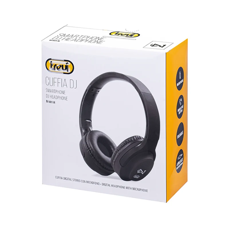 Trevi DJ 601 M Cuffie ad archetto pieghevoli digital stereo con cavo 1,2m jack 3,5 mm, microfono integrato, tasto di risposta, imbottitura soffice