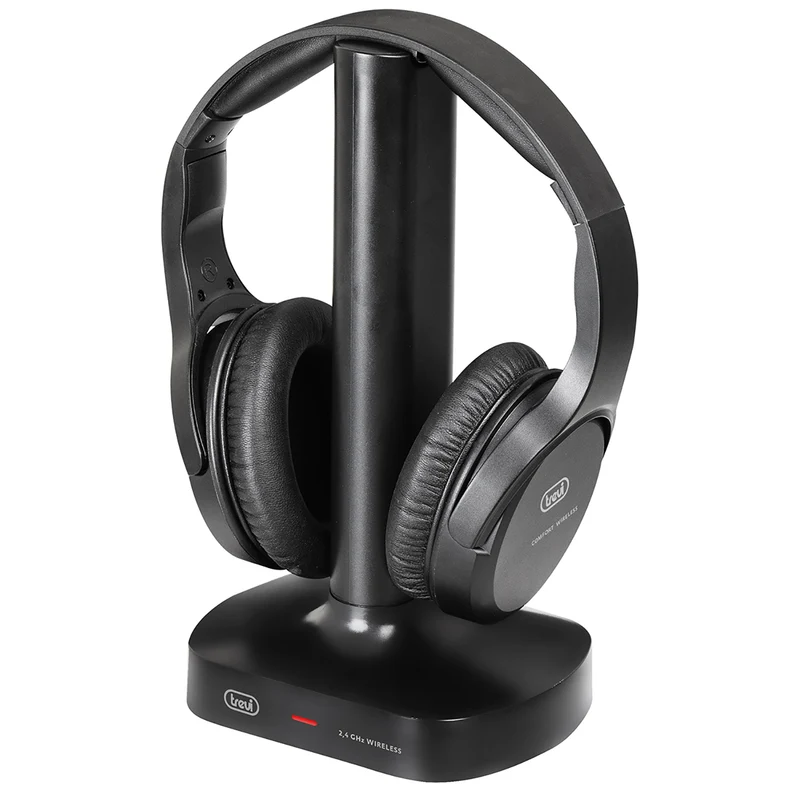 Trevi FRS 1480 R Cuffia per TV wireless a radiofrequenza ricaricabile, portata fino a 30 metri, ingresso stereo jack 3.5 mm e digitale ottico, cavo incluso