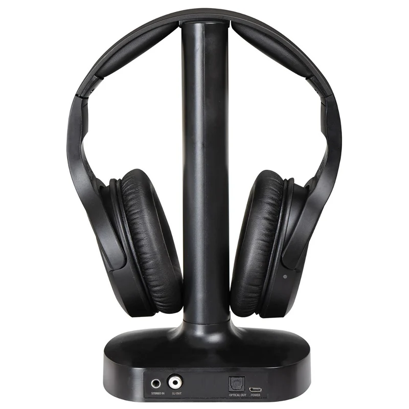 Trevi FRS 1480 R Cuffia per TV wireless a radiofrequenza ricaricabile, portata fino a 30 metri, ingresso stereo jack 3.5 mm e digitale ottico, cavo incluso