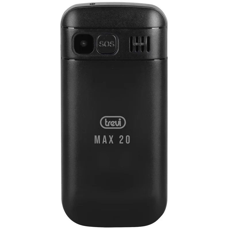 Trevi Max 20 Telefono cellulare per anziani con display 1.77", tasti grandi retroilluminati, base di ricarica, funzione SOS, batteria lunga durata, nero