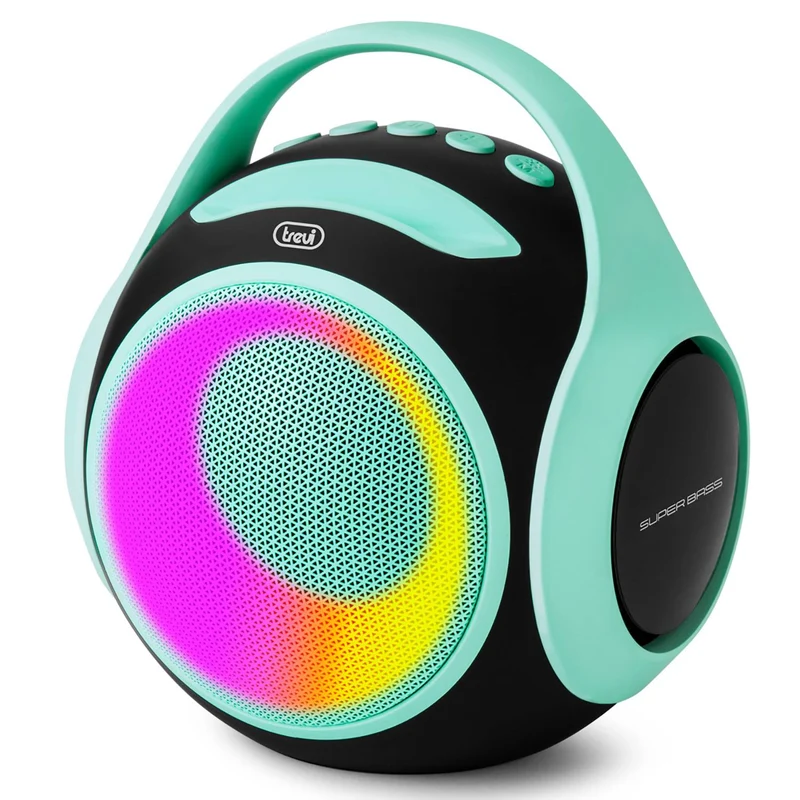 Trevi XR Jump Cassa altoparlante portatile wireless 20W a batteria ricaricabile con presa di ricarica USB-C, connettività USB, Micro SD e AUX, resistente all’acqua IPX5, turchese