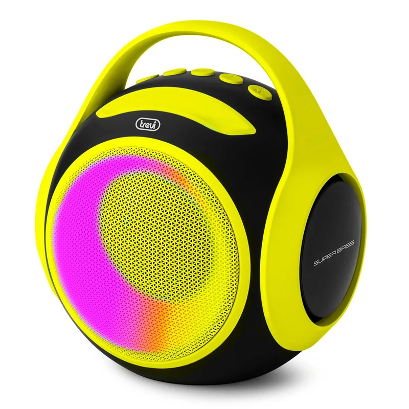 Trevi XR Jump Cassa altoparlante portatile wireless 20W a batteria ricaricabile con presa di ricarica USB-C, connettività USB, Micro SD e AUX, resistente all’acqua IPX5, giallo