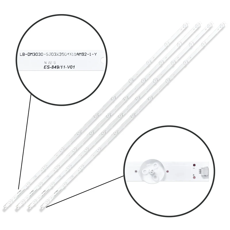 Kit 4 Barre strip 11 LED TV Philips BARLED-PHI-GJ-2K19-D3X3-500 set per manutenzione e riparazione GJ-2K19-D3X3-500-D411-V2 20BZ11D0B338BL01D