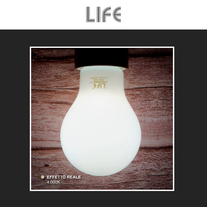 Life lampadina LED E27 8W goccia A60 filament vetro bianco sensore crepuscolare 4000K - 39.920366SNM