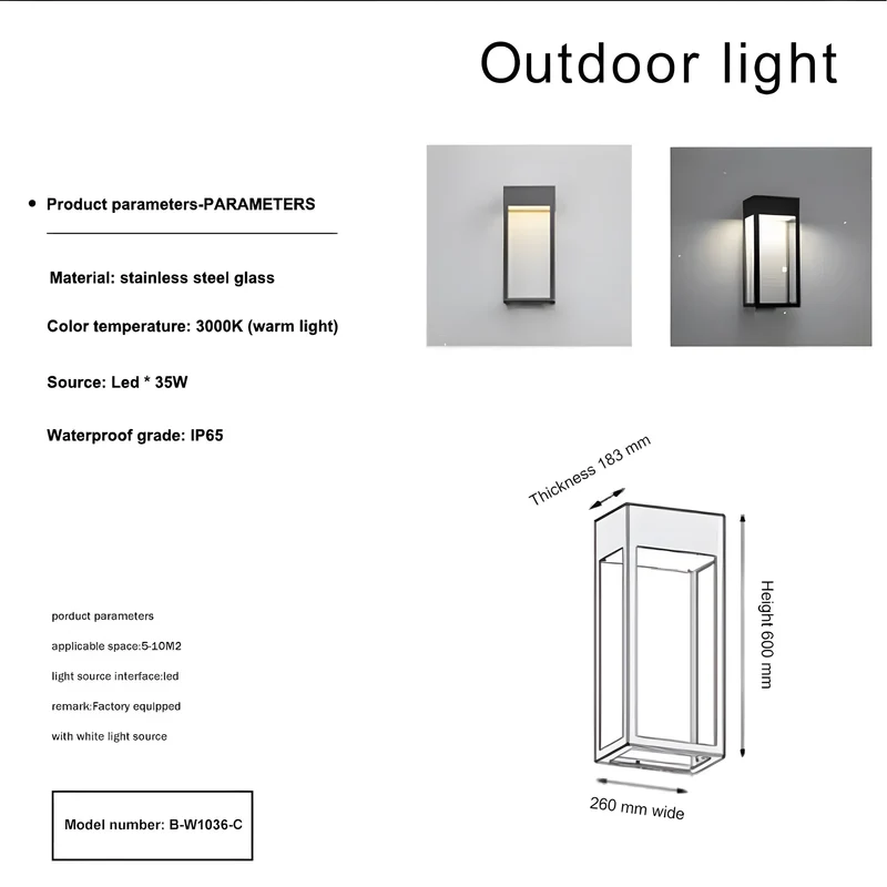 Outdoor Lampe Scatola Vetro