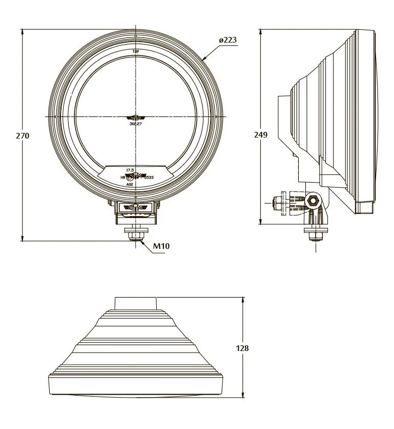 SIM 3227 Faro di guida rotondo con LED Halo / 9 pollici