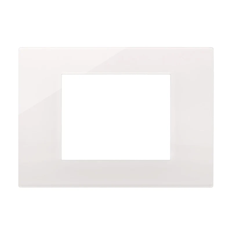 Alpha Elettronica Placca 3 moduli bianca, Placca 3 moduli per supporto, placchetta interruttore luce, Serie Astra