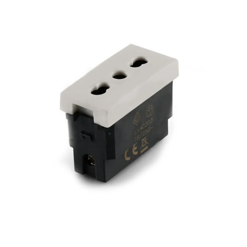 Alpha Elettronica 23A0107 Presa di corrente 10/16 A+T, Serie Astra, Presa bipasso 2 Poli, 250V, bianca