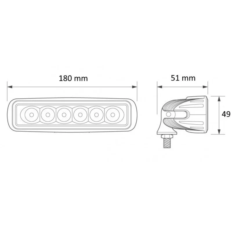 Faro da lavoro a LED lungo con staffa in acciaio inox / 30W
