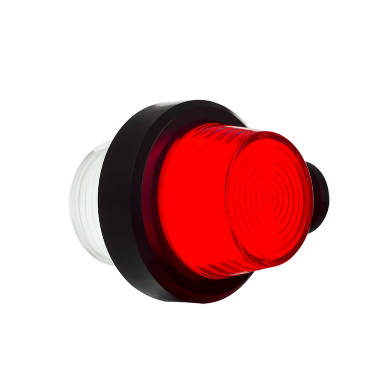 Faro di segnalazione a LED corto stile danese, vecchio stile, con lente al neon rossa e bianca.