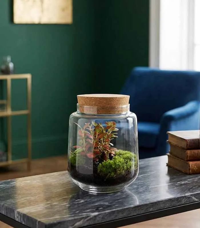 Terrario chiuso con Fittonia – Altezza 20 cm