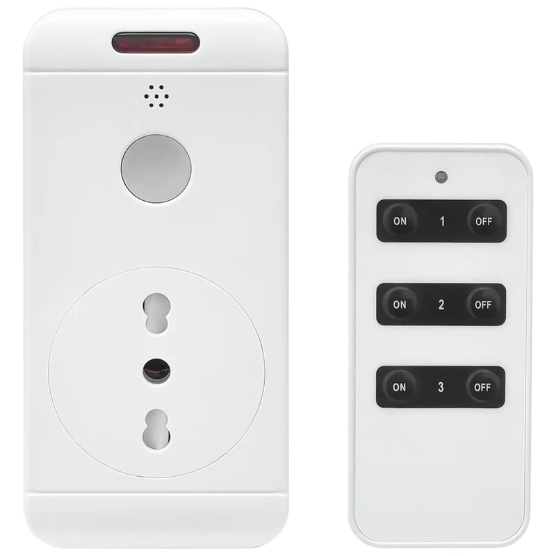 GBC Kit presa di corrente bipasso 220V telecomandata per controllo remoto con telecomando 433mHz, compatibile con spina 10A e 16A, portata max 30 metri, LED e pulsante interruttore integrato, bianco