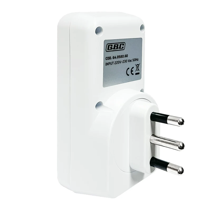 GBC Kit presa di corrente bipasso 220V telecomandata per controllo remoto con telecomando 433mHz, compatibile con spina 10A e 16A, portata max 30 metri, LED e pulsante interruttore integrato, bianco