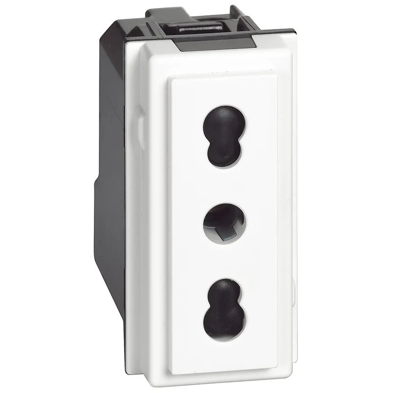 Bticino KW4180 Presa elettrica bipasso 2P+T 10/16A con alveoli protetti e schermati, 1 modulo, serie civile living now, bianco