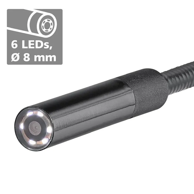 Laserliner Sistema per videoispezione con telecamera sonda flessibile da 1 metro e display ampio da 4.3", videocamera HD dotata di LED, custodia gancio magnete e specchio inclusi