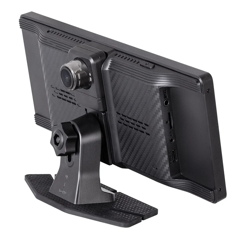 Trevi MDV 1000 Monitor Smart Touchscreen 10" LCD IPS con dashcam 2K integrata e telecamera di parcheggio posteriore, supporto adesivo e a ventosa, compatibile con Android Auto e Apple CarPlay Wireless