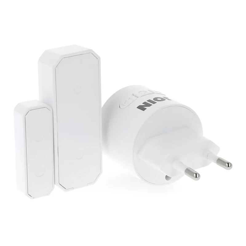 Alpha Elettronica DB100-05W Kit sensore porta e finestra wireless con campanello dotato di indicatore LED, formato ricevitore con spina + trasmettitore a batteria, resistente all'acqua IP44, bianco