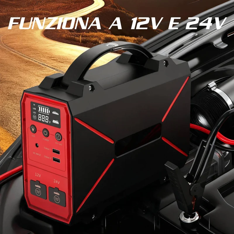 Alcapower Avviatore di Emergenza per veicoli con batteria da 12V e 24V, Jump starter spunto 4000A, Power bank 42.000mAh, Torcia LED integrata, adatto per Auto Moto Camion Furgone Camper Barca piccola