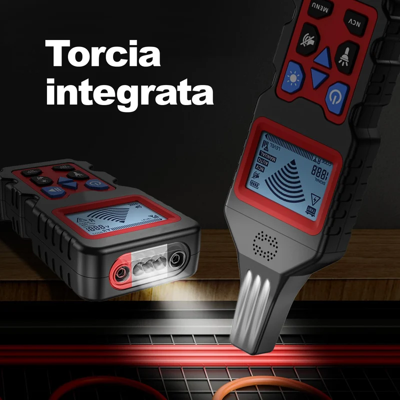 JOIN 98-981 Localizzatore di cavi con display digitale e torcia fino a 2.5m di profondità, Rilevamento sotterraneo di linee elettriche e tubazioni metalliche interrate, rilevatore di prese e cassette