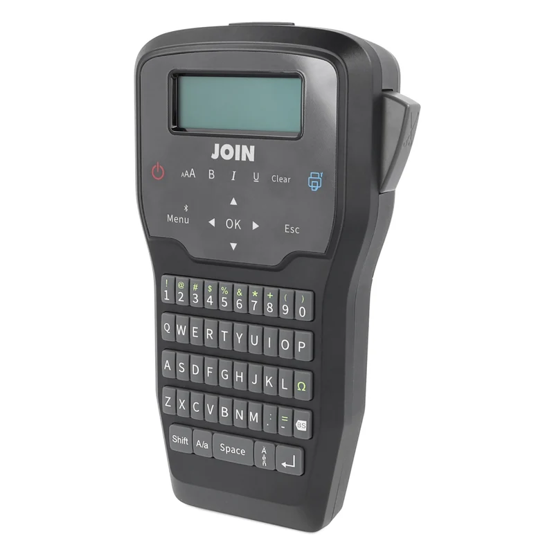 JOIN Kit Etichettatrice portatile a batteria + 1 rotolo, stampante a trasferimento termico 203 dpi, tastiera QWERTY e taglierina, controllo via app Bluetooth, astuccio e cavo di ricarica USB-C inclusi