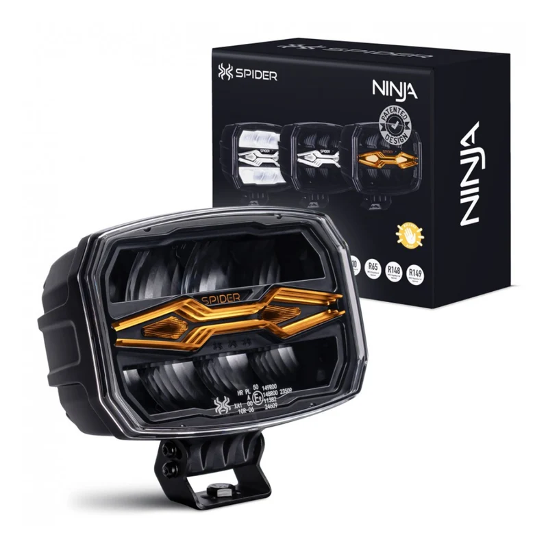 Faro di profondità X-Spider Ninja con luci diurne a LED bianche e luce stroboscopica ambra.