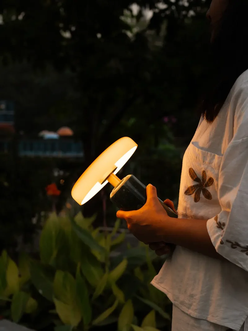 Alba Moss Marble Portable Table Lamp