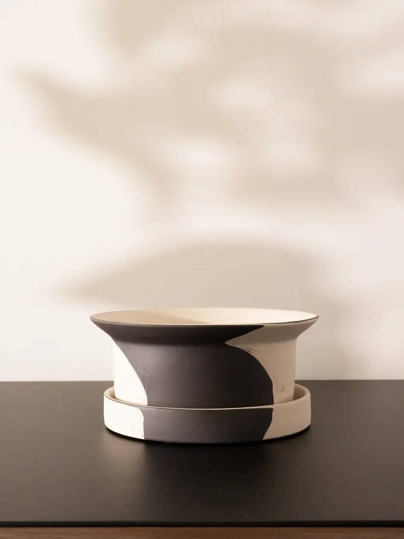Kora Ceramic Planter - White and Black