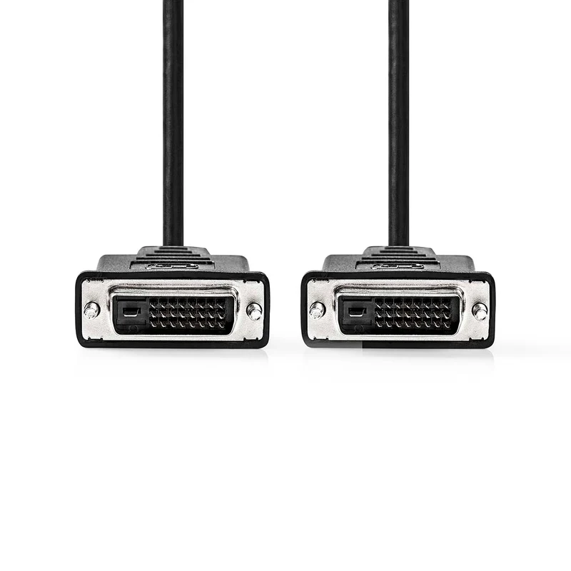 Nedis Cavo DVI-D 24+1 maschio a DVI-D 24+1 maschio 2 m, compatibile TV, Computer e Monitor LCD, Placcato Nickel, Pvc nero