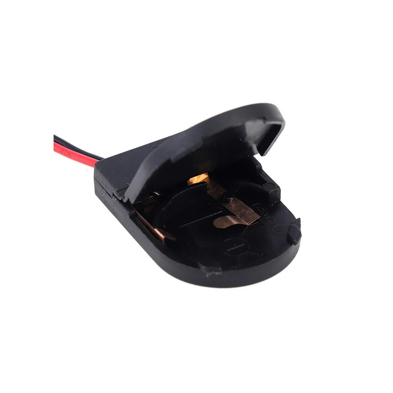 GBC Portabatteria a bottone, porta batteria CR2032, scatola batteria con interruttore On/Off e cavo, box portapile con pulsante in plastica nera, porta batterie 3V rotondo