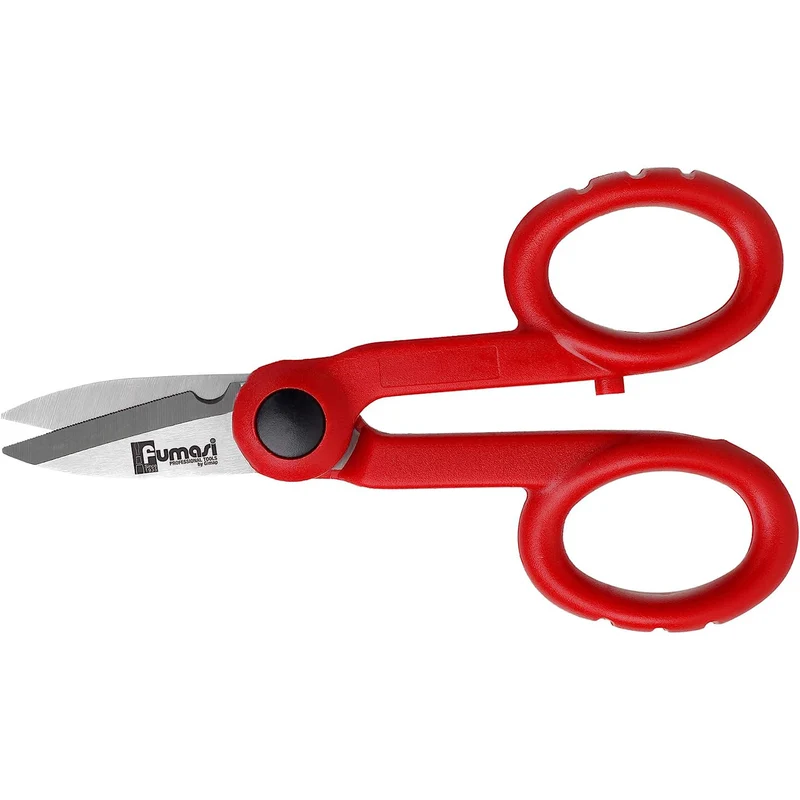 Fumasi Giamp Forbici per elettricista in acciaio inox, forbice tagliacavo con lame dritte microdentate