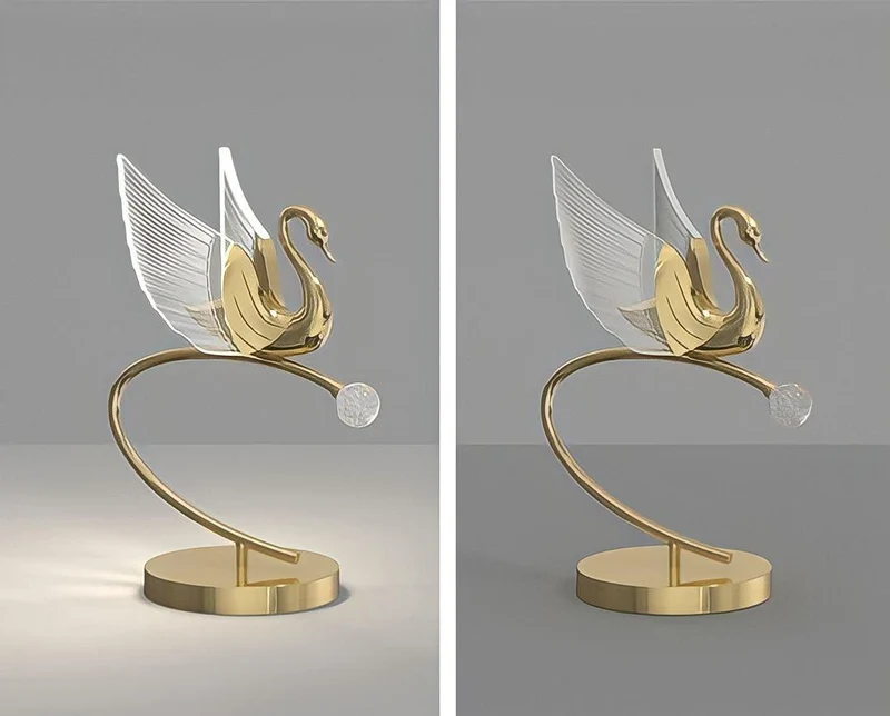 Tischlampe LED in Schwanform