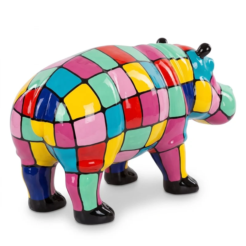 Casa Padrino XXL Deko Skulptur Nilpferd Bunt 100 cm - Garten Figur