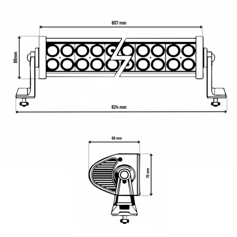 Barra luminosa a LED da 32" con doppia striscia DRL ambra e bianca