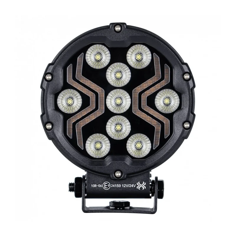 Lampada da lavoro a LED Spider rotonda con luce di posizione ambra
