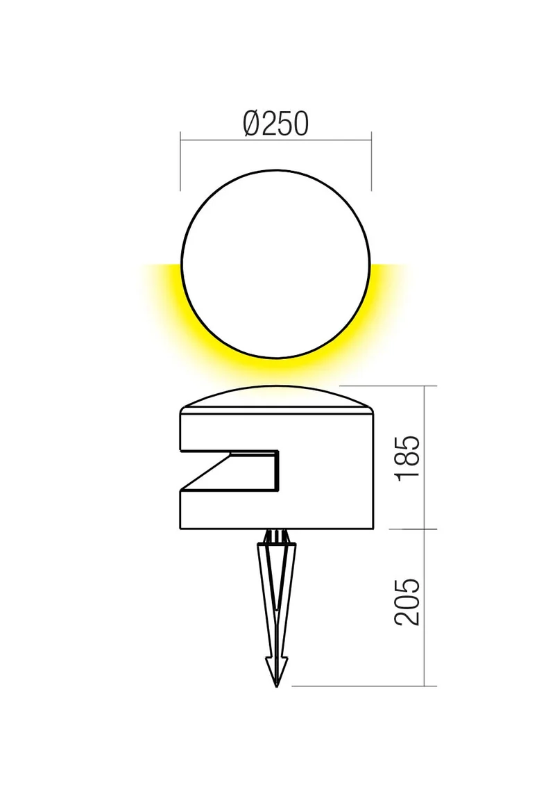Cliff Paletto 180° Light Emission Ø250 24V Dc 3000k