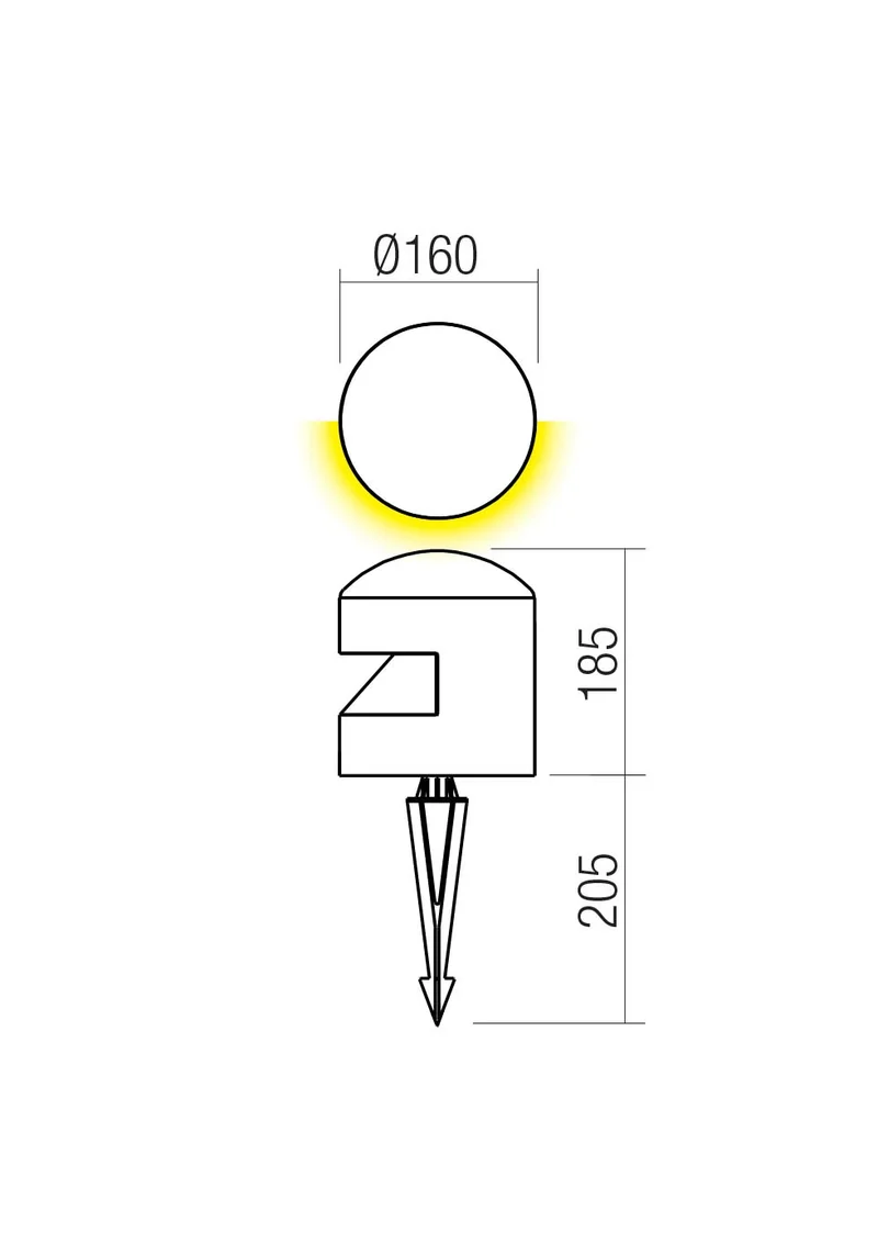 Cliff Paletto 180° Light Emission Ø160 220V Ac 2700k