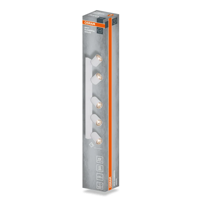 OSRAM Faretto LED a 5 punti ELEMENTAL Bianco, Lampada, 5xGU10, Bianco, 60,5 x 13,8 x 6 cm