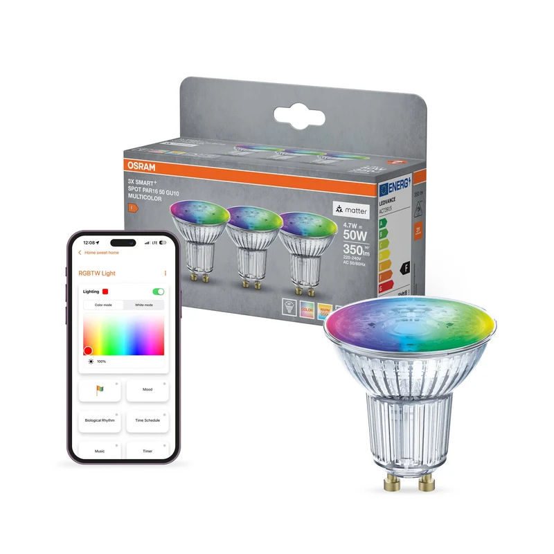 OSRAM Matter SMART+ LED Lampada Spot RGBW multicolore (ex 32W) 5W / 2700-6500K GU10 3 pezzi