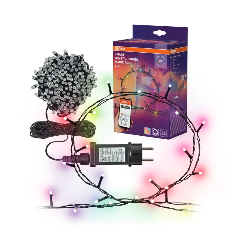 OSRAM Wifi SMART+ catena luminosa illuminazione natalizia con 200 LED, Magic RGB, dimmerabile, 8,4W, 20m