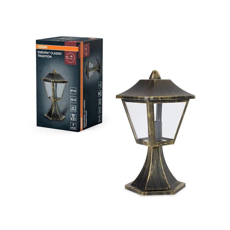 OSRAM ENDURA Classic Außenleuchte 33cm, Schwarz-Gold IP44