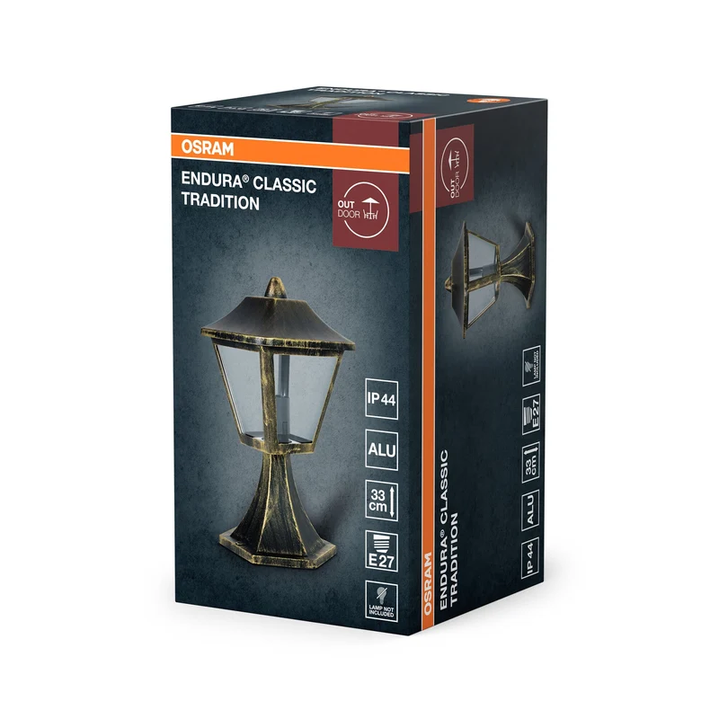 OSRAM ENDURA Classic Außenleuchte 33cm, Schwarz-Gold IP44
